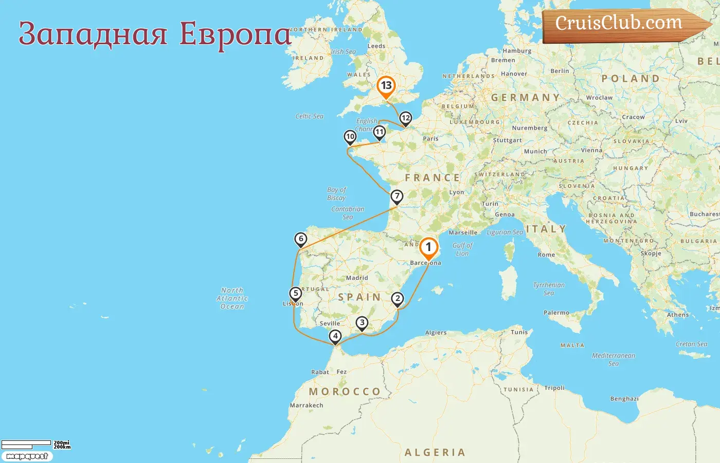 Круиз по Западной Европе из Барселоны в Саутгемптон на борту корабля Oceania Vista с посещениями Испании, Марокко и Франции на 13 дней