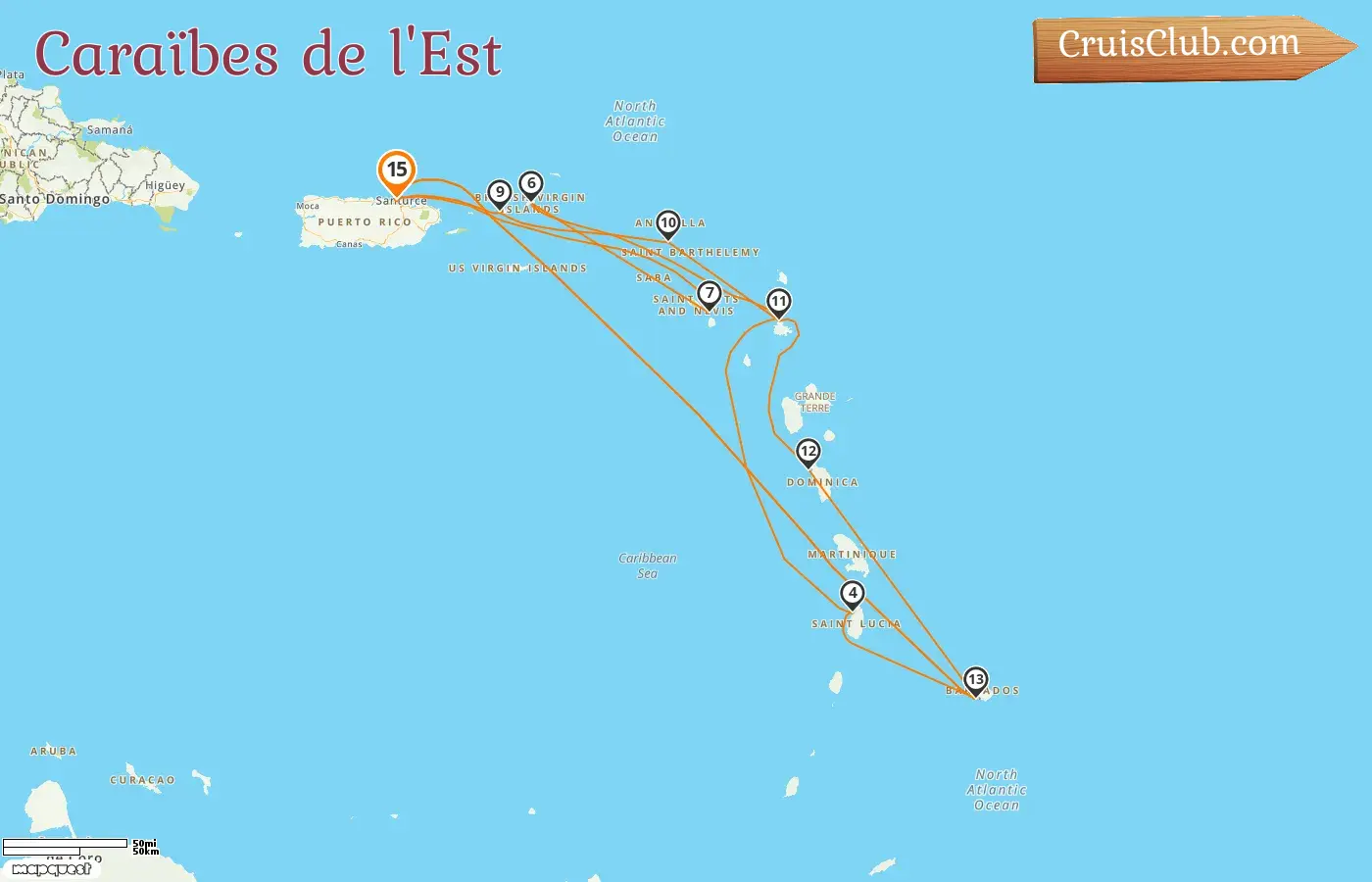 Croisière dans les Caraïbes orientales au départ de Saint John à bord du navire Grand Princess avec escales à Porto Rico, la Barbade, les îles Vierges britanniques, Saint-Christophe-et-Niévès et la Dominique pendant 15 jours