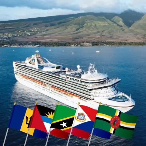 Cruise in the Eastern Caribbean from Saint John aboard Grand Princess ship with visits to Puerto Rico, Barbados, British Virgin Islands, Saint Kitts and Nevis, and Dominica for 15 days