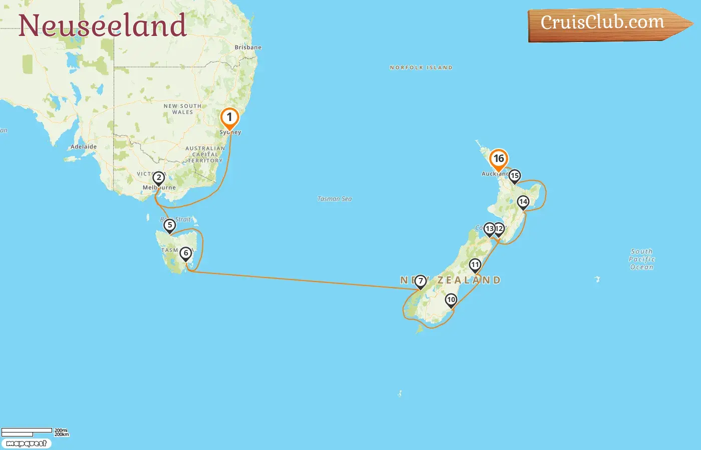 Cruzeiro na Nova Zelândia de Sydney para Auckland a bordo do navio Oceania Riviera com visitas à Austrália e Nova Zelândia por 16 dias
