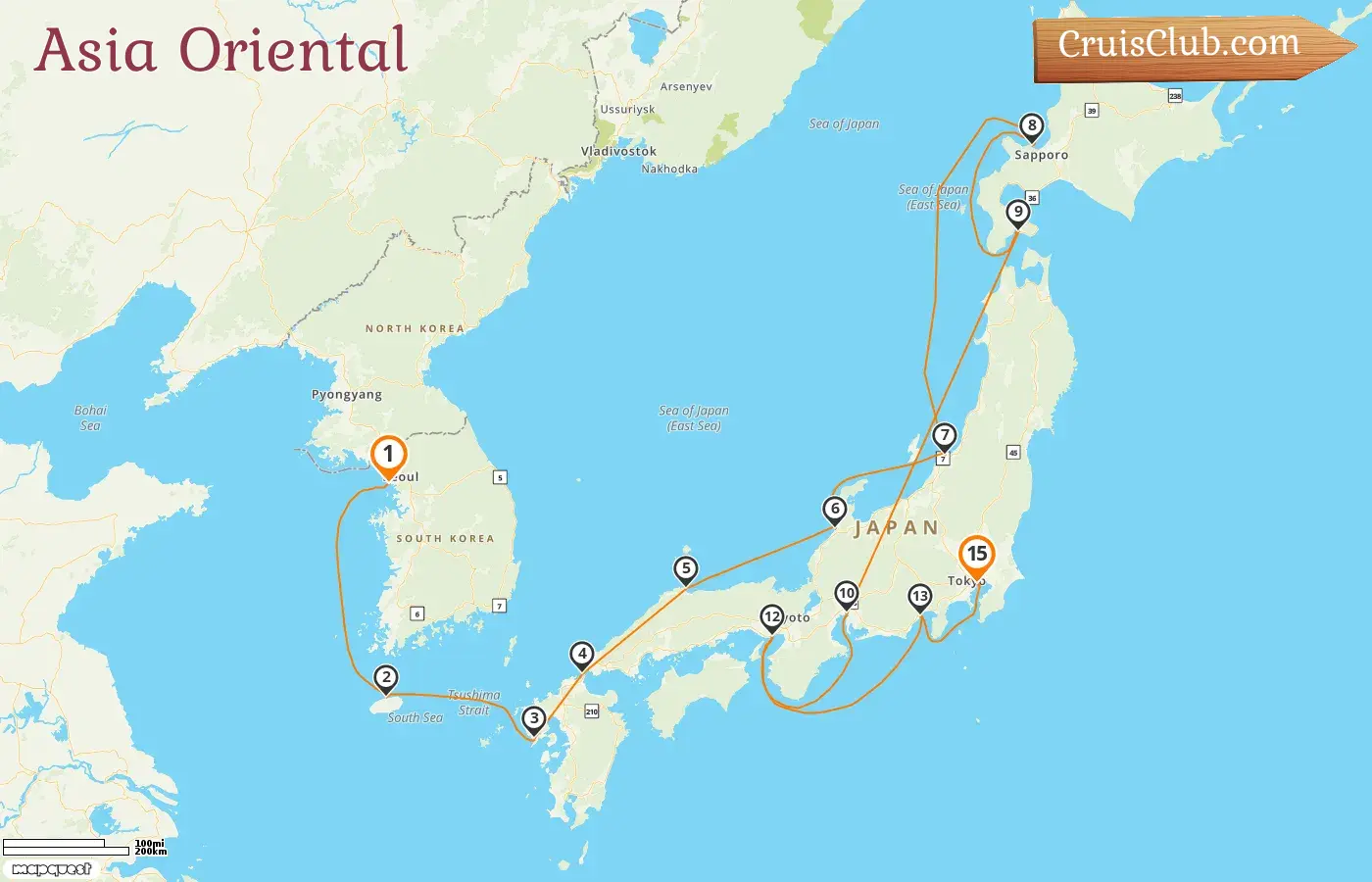 Crucero por el este de Asia desde Incheon a Tokio a bordo del barco Norwegian Spirit con visitas a Corea del Sur y Japón durante 15 días