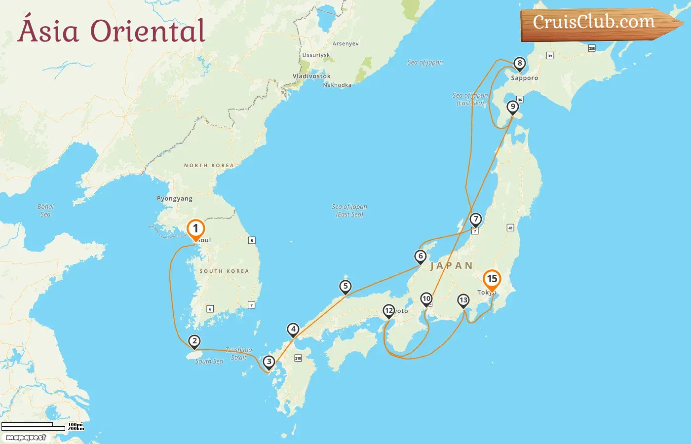 Cruzeiro no Leste da Ásia de Incheon para Tóquio a bordo do navio Norwegian Spirit com visitas à Coreia do Sul e Japão por 15 dias
