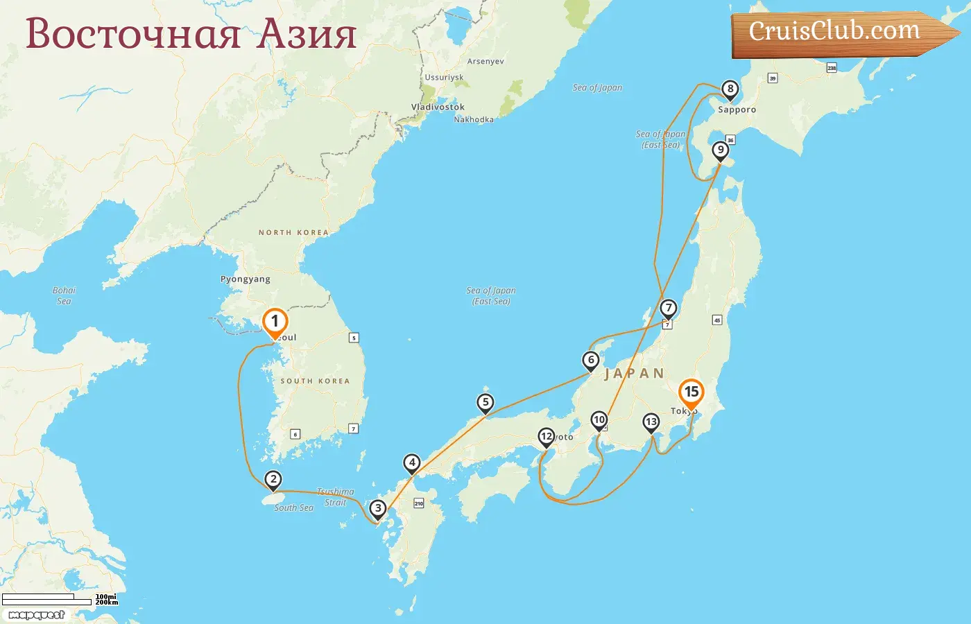 Круиз в Восточной Азии из Инчхона в Токио на борту судна Norwegian Spirit с посещениями Южной Кореи и Японии на 15 дней