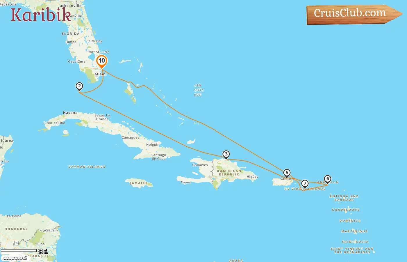 Kreuzfahrt in der Karibik ab Fort Lauderdale an Bord des Celebrity Summit-Schiffs mit Besuchen in den USA, der Dominikanischen Republik und Puerto Rico für 10 Tage