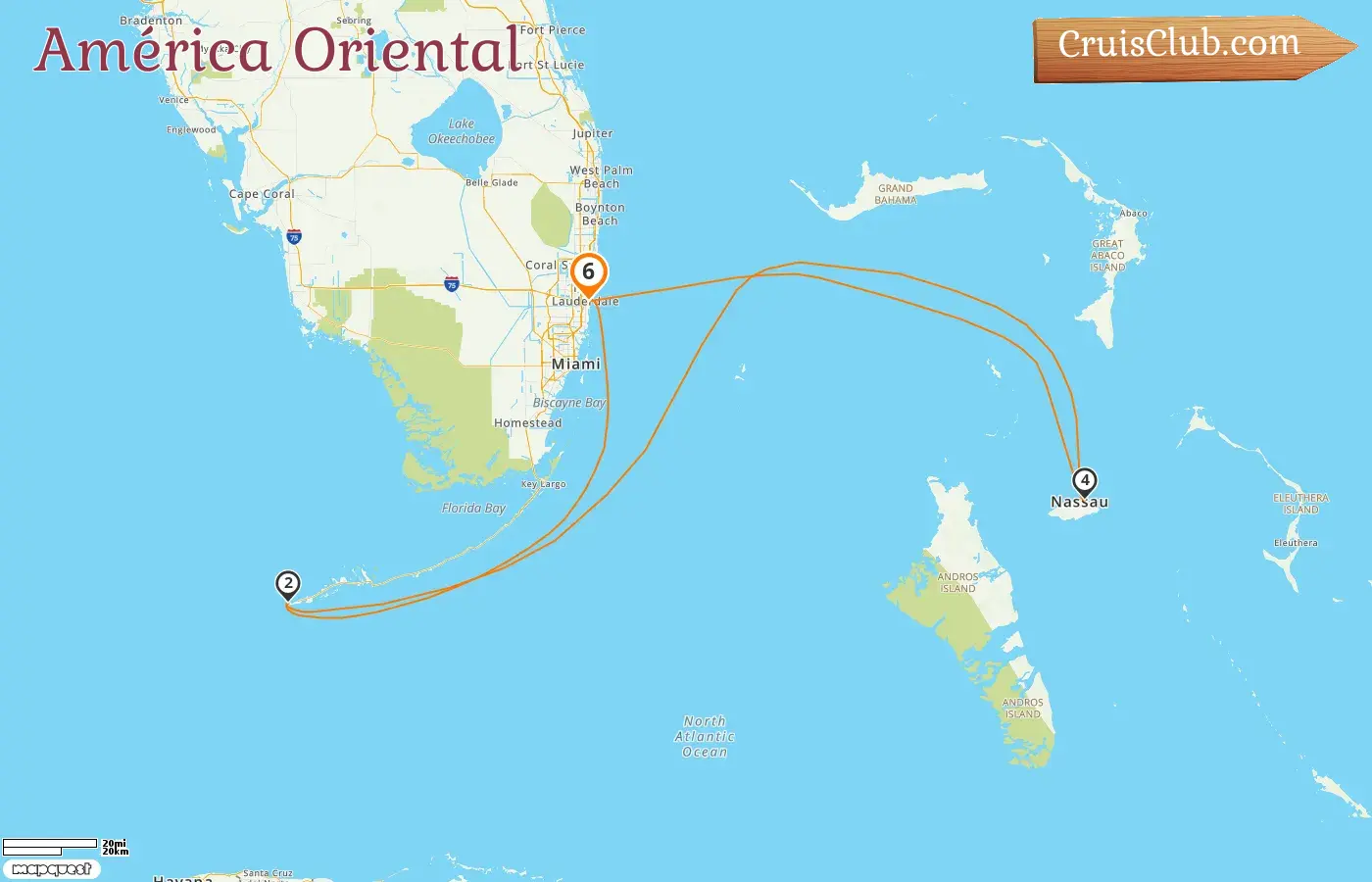 Cruzeiro no Leste dos Estados Unidos partindo de Fort Lauderdale a bordo do navio Celebrity Summit com visitas aos Estados Unidos e Bahamas por 6 dias