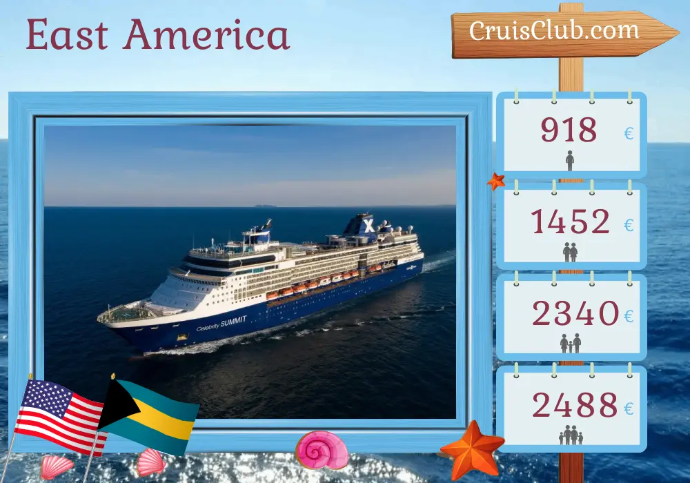 Kreuzfahrt in Ostamerika ab Fort Lauderdale an Bord des Celebrity Summit-Schiffs mit Stopps in den USA und den Bahamas für 6 Tage
