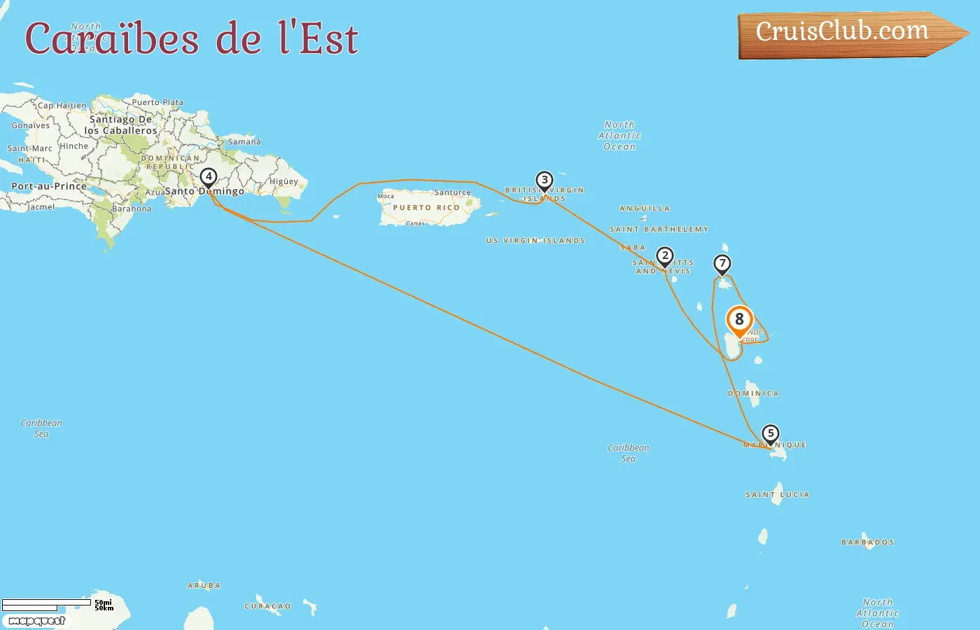 Croisière dans les Caraïbes orientales au départ de Pointe-à-Pitre à bord du navire Costa Fascinosa avec escales en Guadeloupe pendant 8 jours
