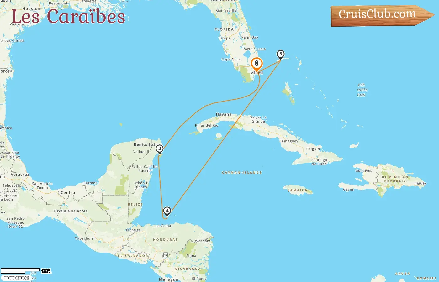 Croisière dans les Caraïbes depuis Miami à bord du navire Carnival Celebration avec des visites aux États-Unis, au Mexique, au Honduras et aux Bahamas pendant 8 jours