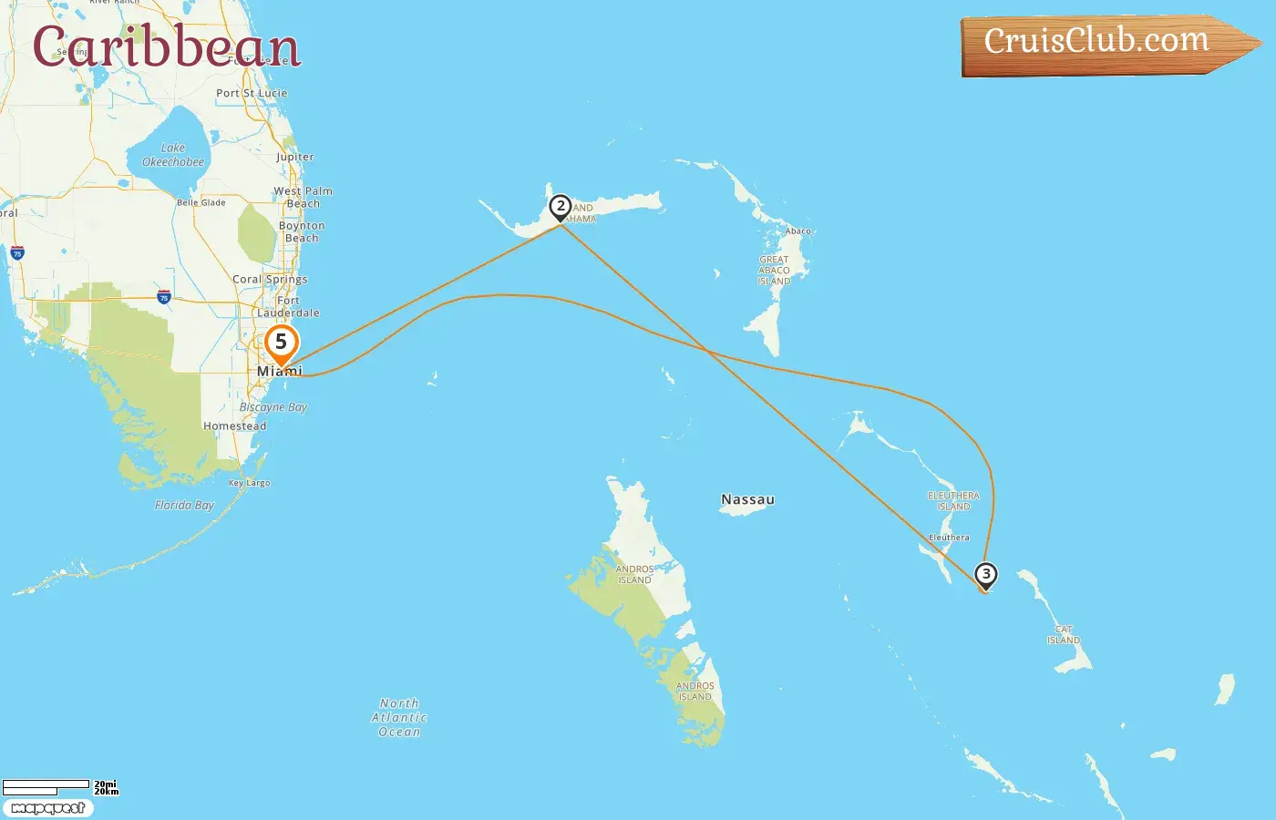 Cruise in the Caribbean from Miami aboard Carnival Conquest ship with visits to USA and Bahamas for 5 days