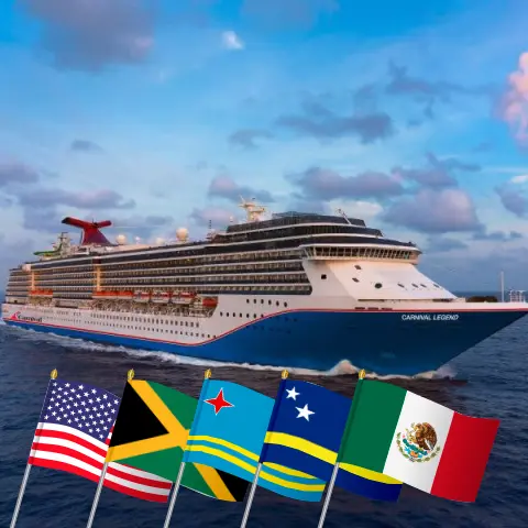 Kreuzfahrt in der Karibik ab Galveston an Bord des Schiffes Carnival Legend mit Stopps in den USA, Jamaika, Aruba, Curaçao, Kolumbien, Panama und Mexiko für 15 Tage