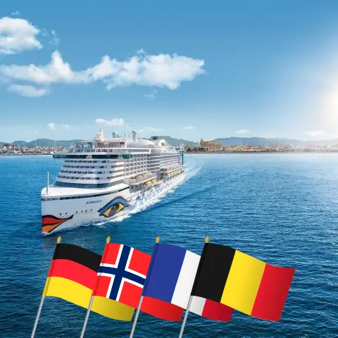 Cruise in the Western Europe from Hamburg aboard AIDAperla ship with visits to Germany, Norway, France, and Belgium for 15 days