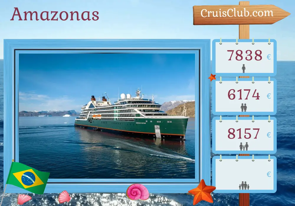Crucero en el Amazonas desde Belém a bordo del barco Seabourn Venture con visitas a Brasil por 10 días