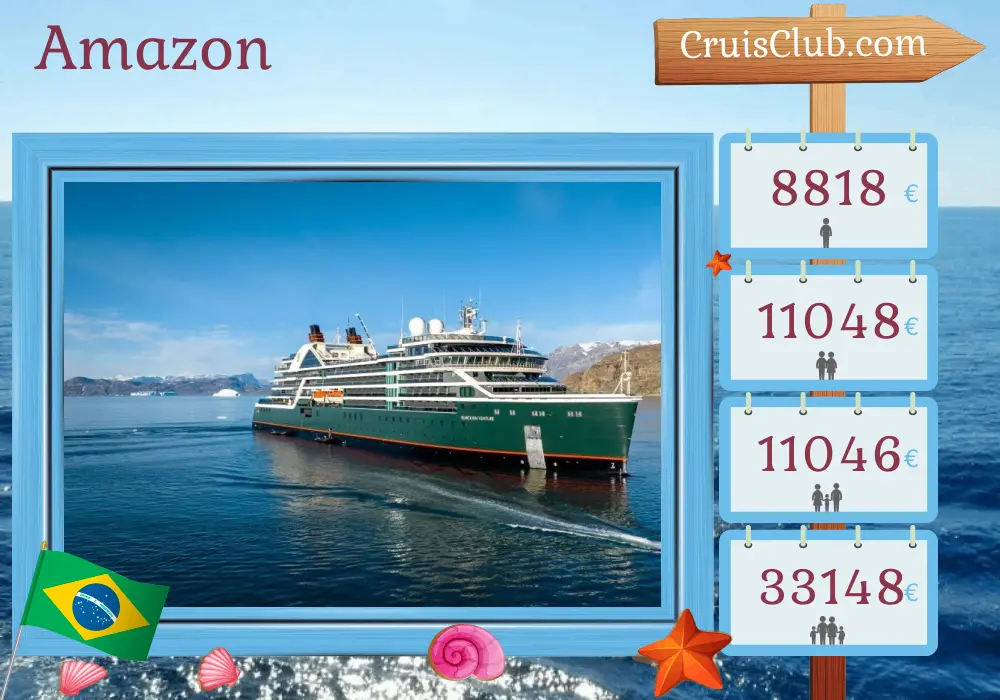 Cruise in the Amazon from Belém to Rio de Janeiro aboard Seabourn Venture ship with visits to Brazil for 13 days