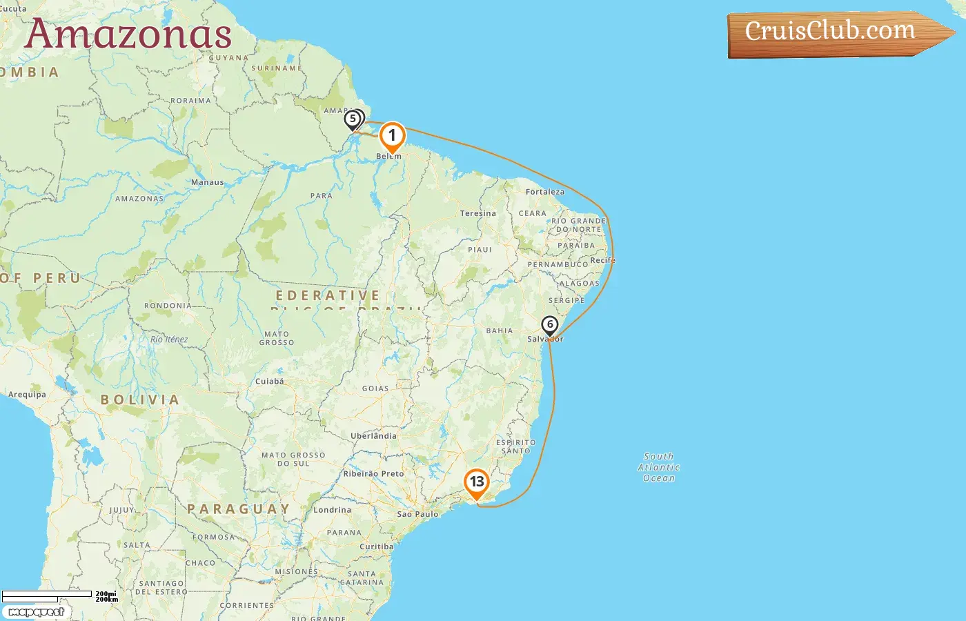 Cruzeiro na Amazônia de Belém ao Rio de Janeiro a bordo do navio Seabourn Venture com visitas ao Brasil por 13 dias