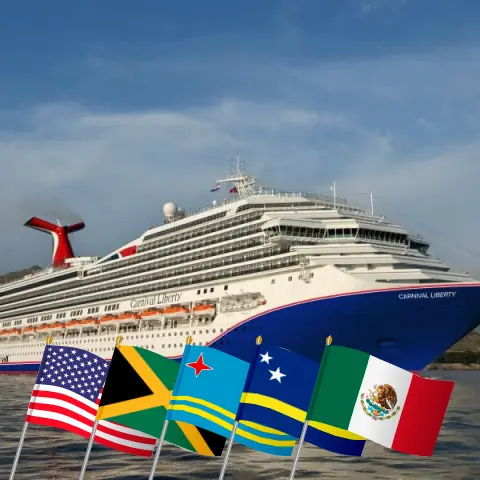 Круиз по Карибскому морю из Нового Орлеана на борту круизного судна Carnival Liberty с посещением США, Ямайки, Арубы, Кюрасао, Колумбии, Панамы и Мексики на 15 дней