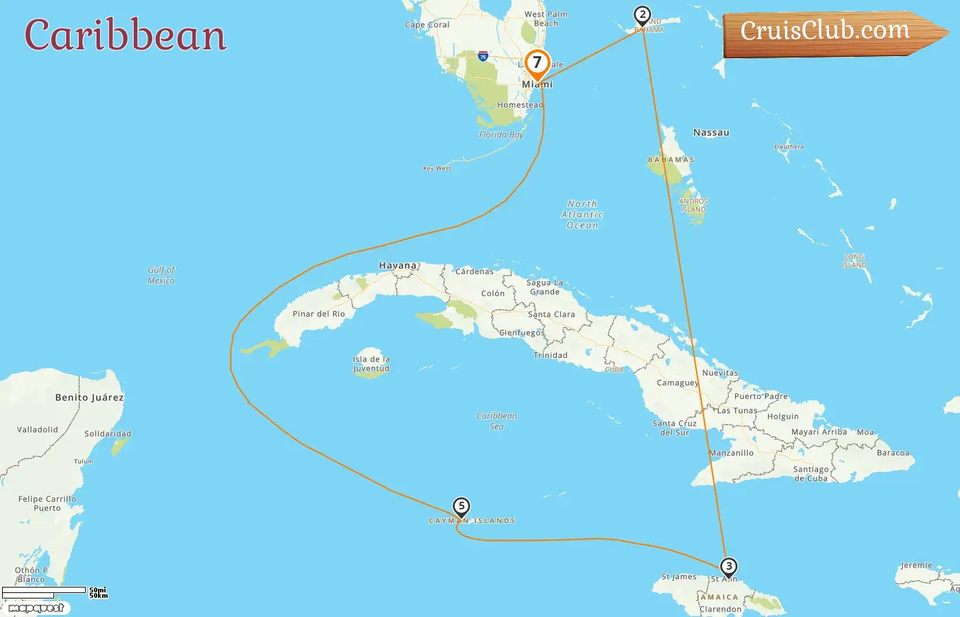 Cruise in the Caribbean from Miami aboard Carnival Horizon ship with visits to USA, Bahamas, Jamaica, and Cayman Islands for 7 days