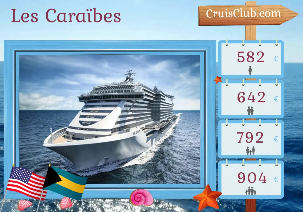 Croisière dans les Caraïbes au départ de Port Canaveral / Orlando à bord du navire MSC Seashore avec des escales aux États-Unis et aux Bahamas pendant 5 jours