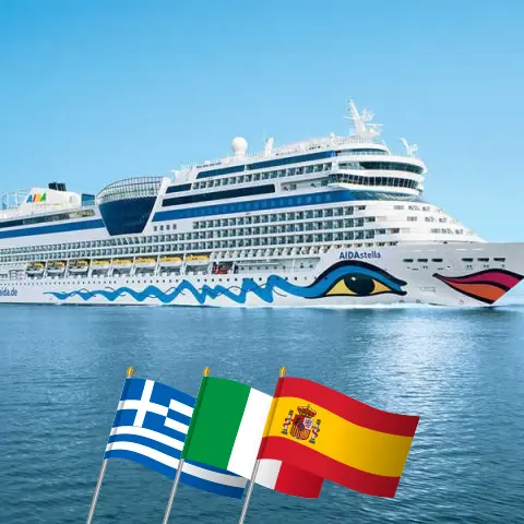 Cruise in the Mediterranean from Antalya to Palma aboard AIDAstella ship with visits to Turkey, Greece, Italy, and Spain for 11 days
