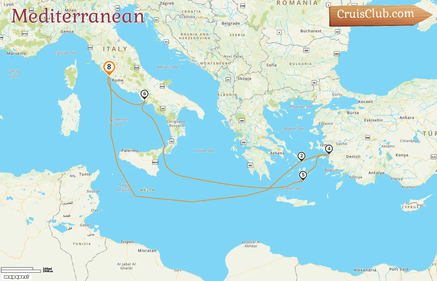 Cruise in the Mediterranean from Civitavecchia aboard MSC Divina ship with visits to Italy, Greece, and Turkey for 8 days