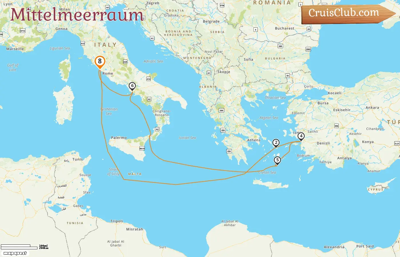 Mittelmeer-Kreuzfahrt ab Civitavecchia an Bord des MSC Divina-Schiffes mit Besuchen in Italien, Griechenland und der Türkei für 8 Tage