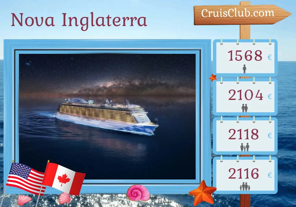 Cruzeiro pelo Novo México saindo de Nova Iorque a bordo do navio Enchanted Princess com visitas aos EUA e Canadá por 8 dias