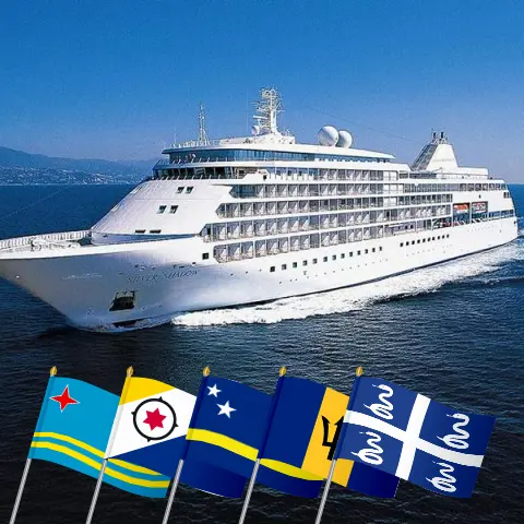 Cruise in the Eastern Caribbean from Cartagena to Philipsburg aboard Silver Shadow ship with visits to Colombia, Aruba, Curaçao, Saint Vincent and the Grenadines, Barbados, Martinique, and Saint Barthélemy for 17 days
