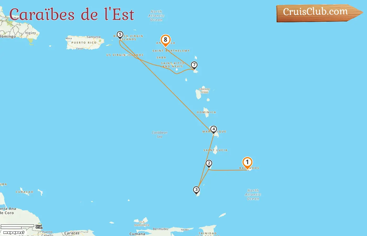 Croisière dans les Caraïbes orientales de Bridgetown à Philipsburg à bord du navire Silver Shadow avec escales à la Barbade, Saint-Vincent-et-les-Grenadines, la Grenade et la Martinique pendant 8 jours