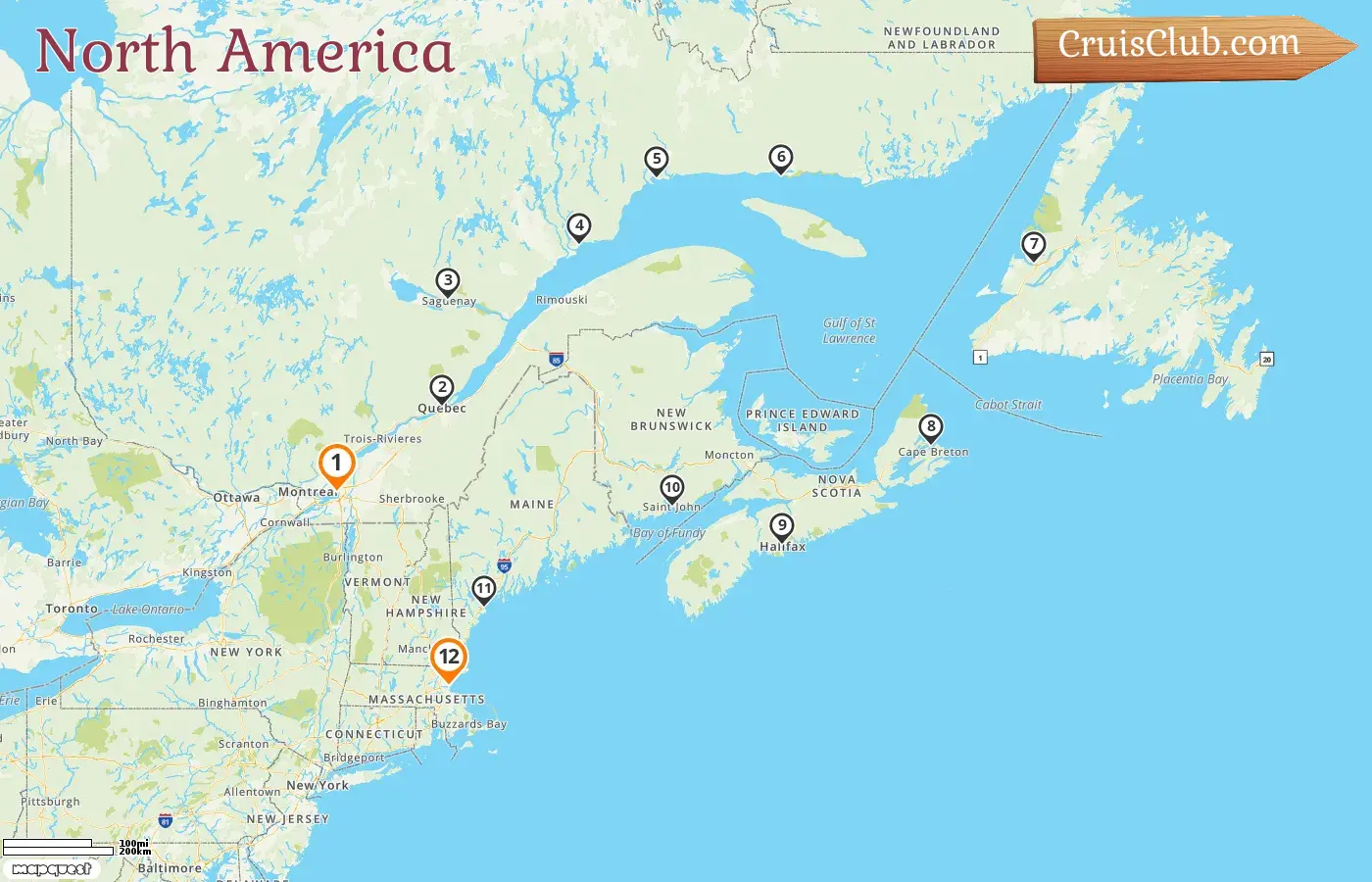 Cruise in the North America from Montreal to Boston aboard Oceania Insignia ship with visits to Canada and USA for 12 days