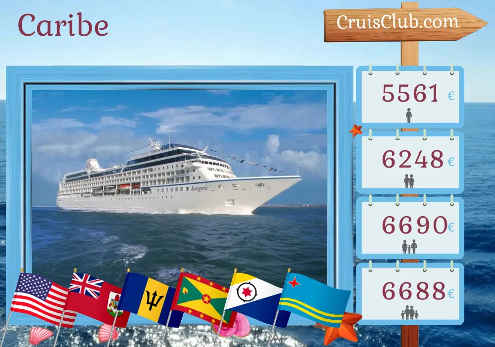 Crucero en el Caribe desde Boston a Miami a bordo del buque Oceania Insignia con visitas a Estados Unidos, Bermudas, San Bartolomé, Barbados, Granada y Aruba durante 17 días