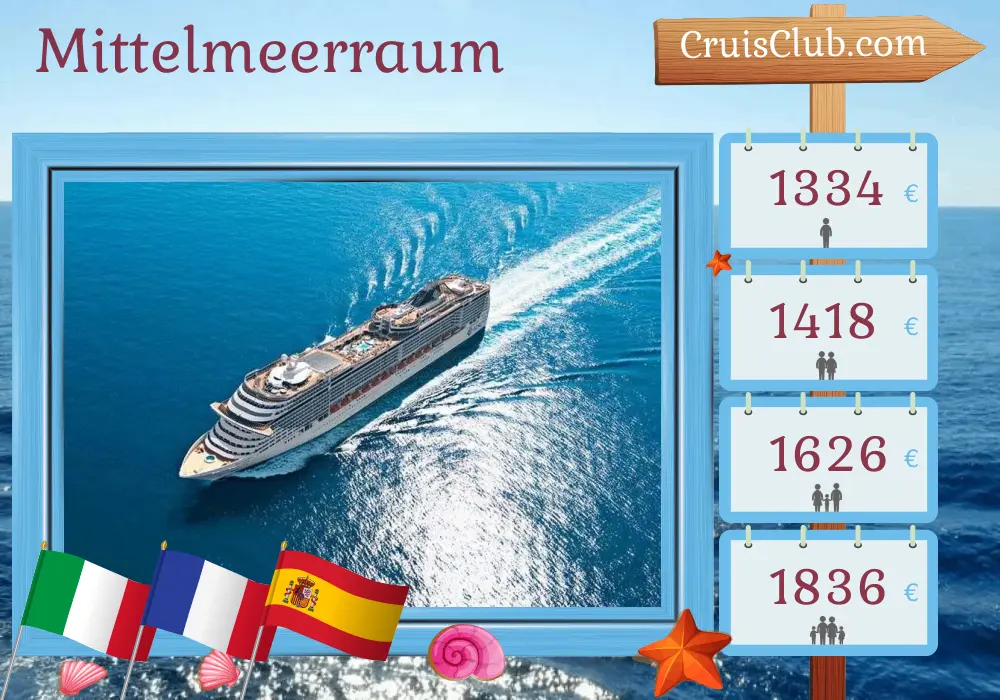 Kreuzfahrt im Mittelmeer ab Civitavecchia an Bord des MSC Fantasia-Schiffs mit Besuchen in Italien, Frankreich und Spanien für 8 Tage