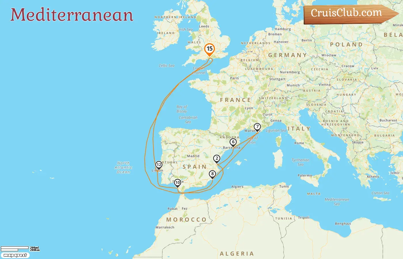 Cruise in the Mediterranean from Southampton aboard Sky Princess ship with visits to Spain and France for 15 days