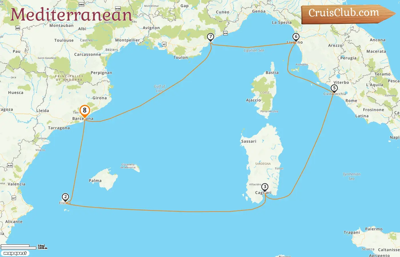 Cruise in the Mediterranean from Barcelona aboard MSC Fantasia ship with visits to Spain, Italy, and France for 8 days