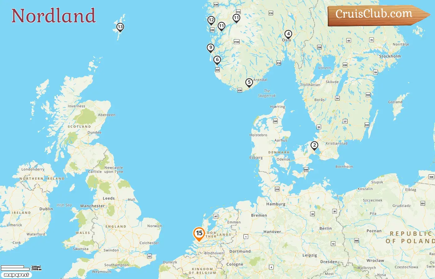 Crucero por el Norte desde Róterdam a bordo del barco Róterdam con visitas a Dinamarca y Noruega durante 15 días