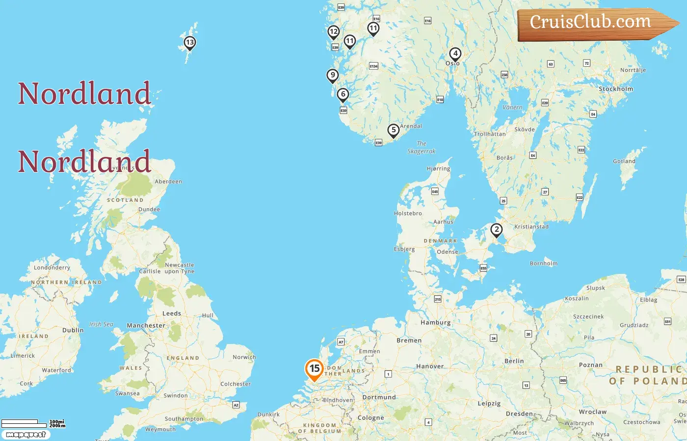 Cruzeiro pelo Norte a partir de Roterdã a bordo do navio Rotterdam com visitas à Dinamarca e Noruega por 15 dias