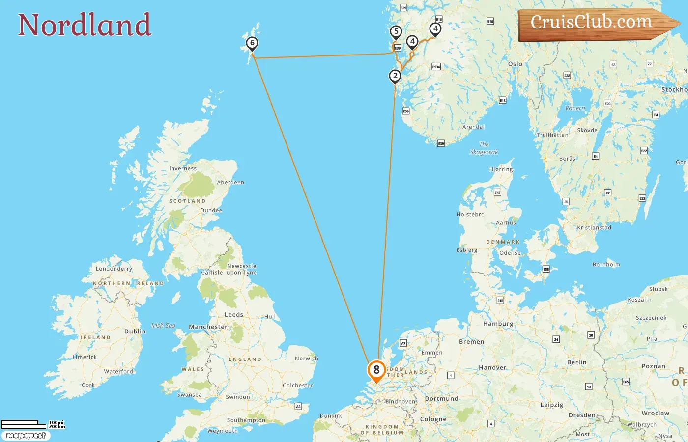Crucero por el norte desde Rotterdam a bordo del barco Rotterdam con visitas a Noruega durante 8 días