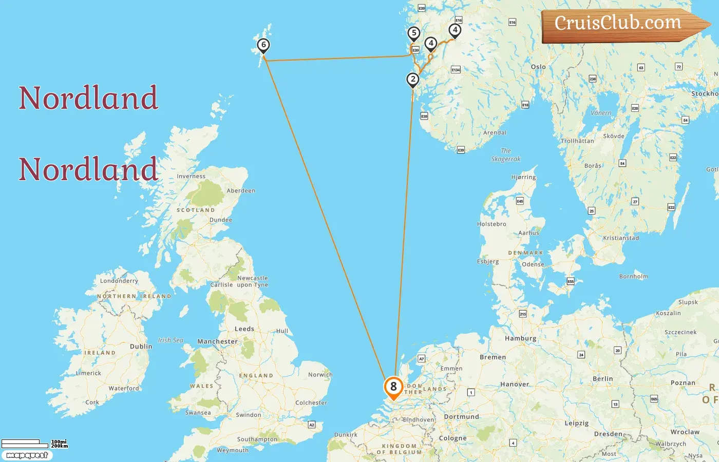 Cruzeiro no Norte a partir de Roterdão a bordo do navio Roterdão com visitas à Noruega por 8 dias
