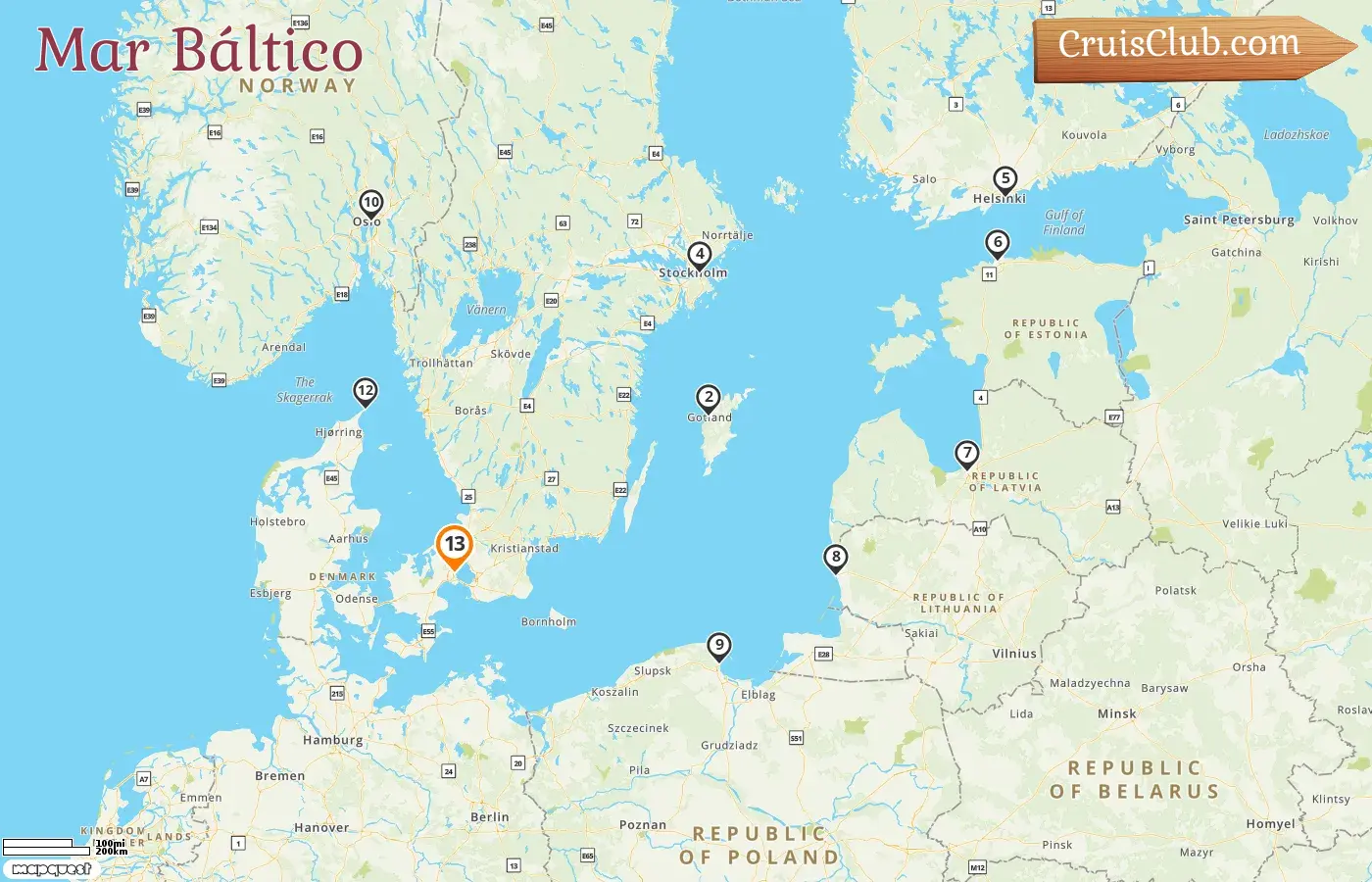 Cruzeiro no Mar Báltico saindo de Copenhague a bordo do navio Caribbean Princess com visitas à Dinamarca, Suécia, Finlândia, Estônia, Letônia, Lituânia, Polônia e Noruega por 13 dias