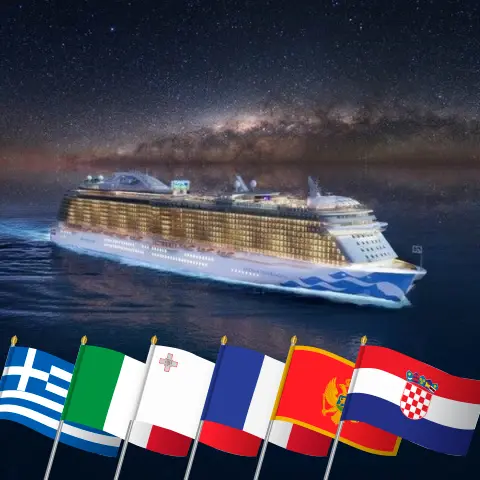 Круиз по Средиземноморью из Пирея в Триест на борту судна "Волшебная Принцесса" с посещениями Греции, Италии, Мальты, Турции, Франции, Черногории и Хорватии на протяжении 32 дней