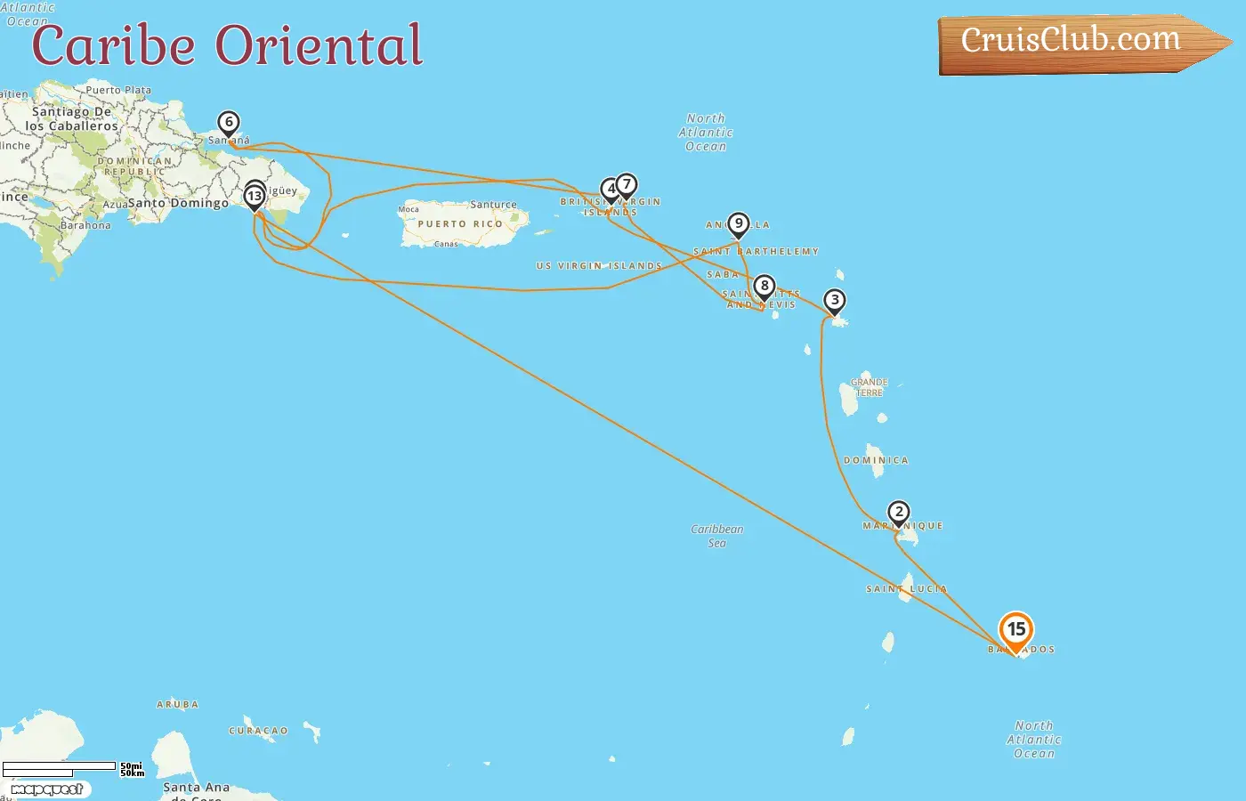 Crucero por el Caribe Oriental desde Bridgetown a bordo del barco MSC Opera con visitas a Barbados, Islas Vírgenes Británicas y República Dominicana durante 15 días
