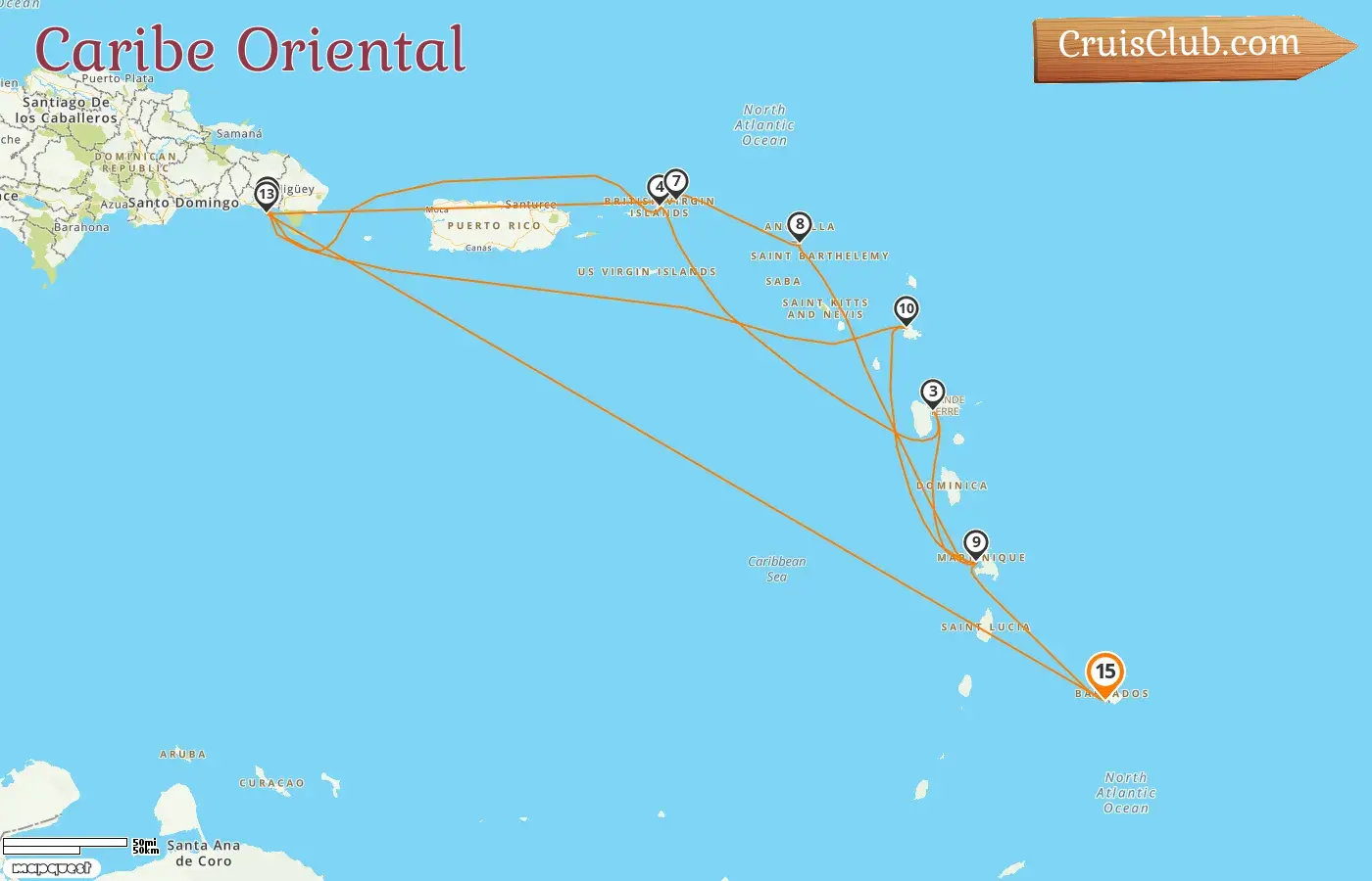 Crucero por el Caribe Oriental desde Bridgetown a bordo del barco MSC Opera con visitas a Barbados, Guadalupe, República Dominicana e Islas Vírgenes Británicas durante 15 días