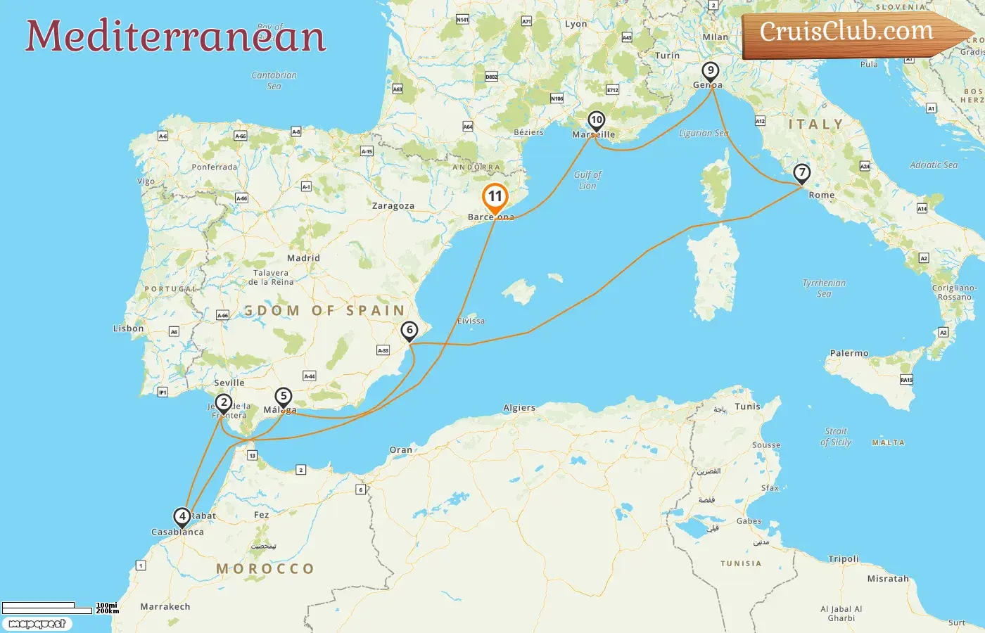 Cruise in the Mediterranean from Barcelona aboard MSC Magnifica ship with visits to Spain, Morocco, Italy, and France for 11 days