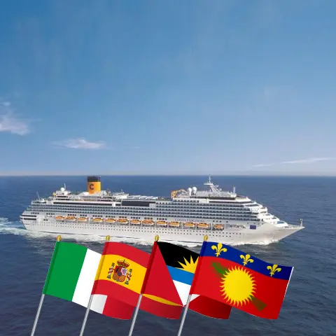 Cruise in the Transatlantic from Savona to Pointe-à-Pitre aboard Costa Fascinosa ship with visits to Italy, Spain, and Guadeloupe for 19 days