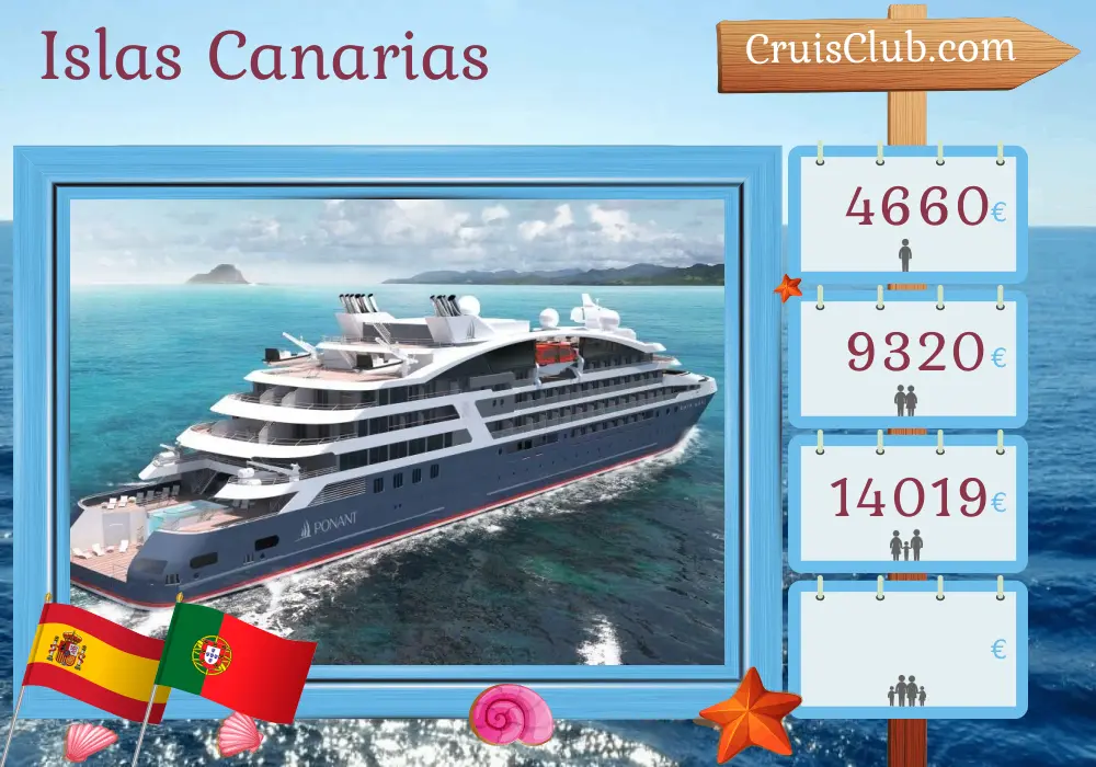 Crucero en las Islas Canarias desde Santa Cruz de Tenerife a Lisboa a bordo del barco Le Lapérouse con visitas a España, Marruecos y Portugal durante 10 días