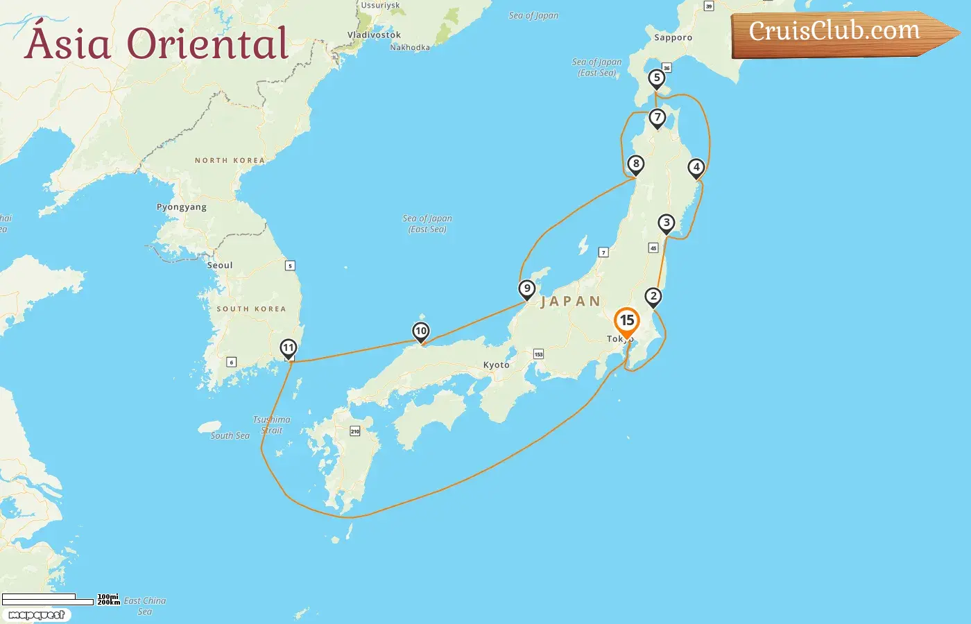 Cruzeiro no Leste da Ásia a partir de Tóquio a bordo do navio Seven Seas Explorer com visitas ao Japão e à Coreia do Sul por 15 dias