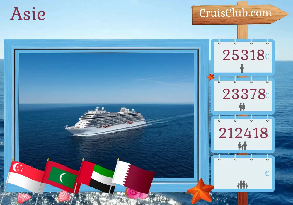 Croisière en Asie de Singapour à Doha à bord du navire Seven Seas Explorer avec escales à Singapour, en Thaïlande, au Sri Lanka, aux Maldives, en Inde, aux Émirats arabes unis et au Qatar pendant 17 jours