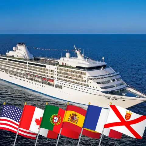 Croisière transatlantique de New York à Le Havre à bord du navire Seven Seas Mariner avec des visites aux États-Unis, au Canada, au Portugal, en Espagne, au Maroc, en France et à Jersey pendant 29 jours