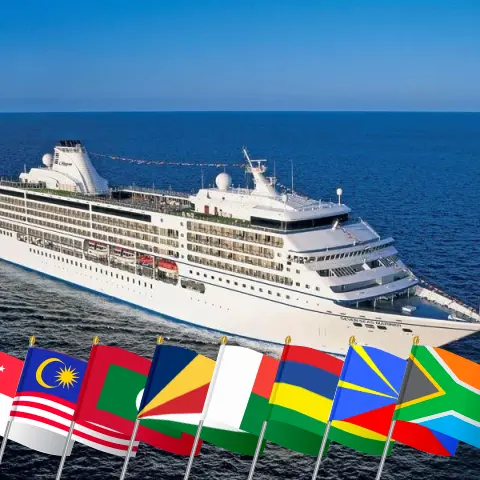 Kreuzfahrt in Asien von Singapur nach Kapstadt an Bord des Schiffes Seven Seas Mariner mit Besuchen in Singapur, Malaysia, Thailand, Sri Lanka, Malediven, Seychellen, Madagaskar, Mauritius, Réunion und Südafrika für 32 Tage
