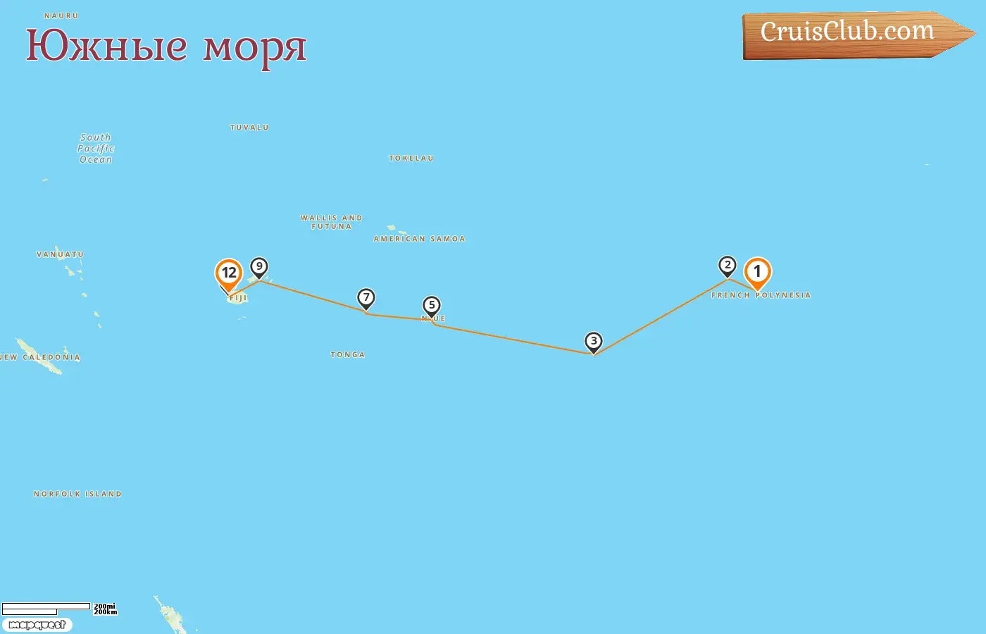 Круиз в Южной Тихоокеанской зоне от Папете до Лаутоки на борту судна Seven Seas Splendor с посещением Французской Полинезии, Островов Кука, Ниуэ, Тонга и Фиджи на 12 дней