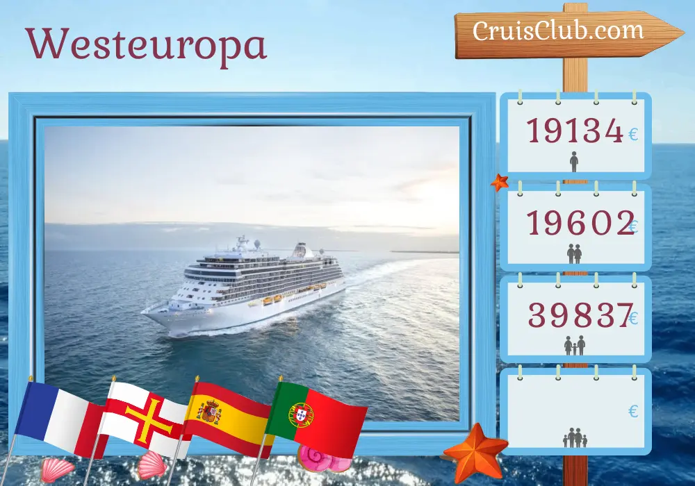 Kreuzfahrt im westlichen Europa von Southampton nach Lissabon an Bord des Schiffes Seven Seas Splendor mit Stopps in Frankreich, Guernsey, Spanien und Portugal für 14 Tage
