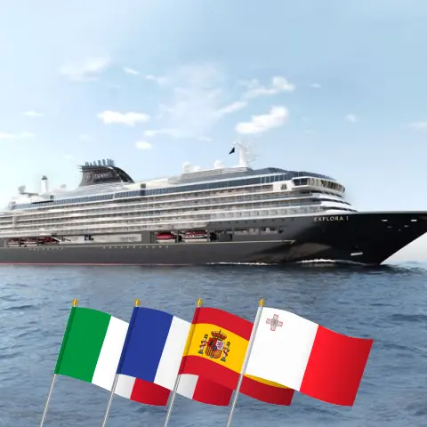 Crucero en el Mediterráneo desde Civitavecchia a bordo del buque EXPLORA I con visitas a Italia, Francia, España, Túnez y Malta por 15 días